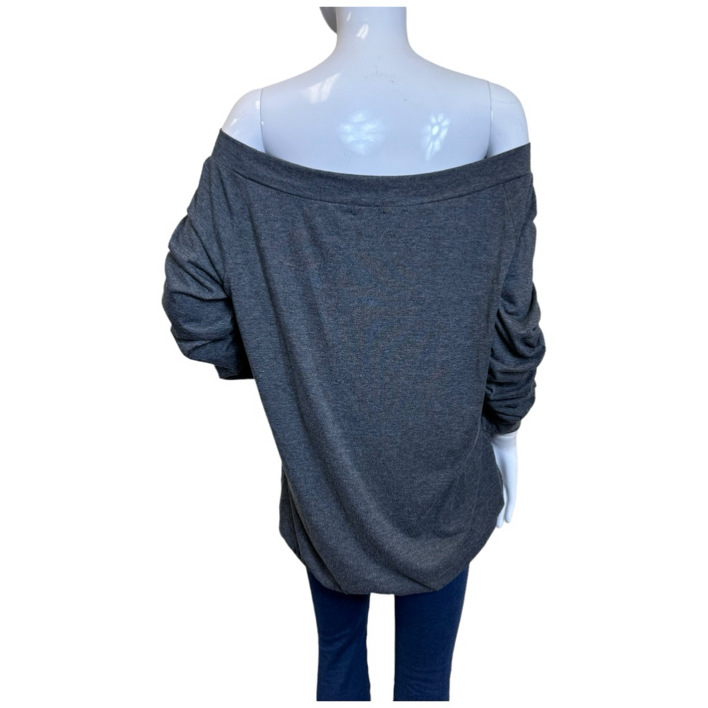 Halife gray long sleeve shirt off shoulder